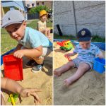 Chłopcy bawią się w piaskownicy